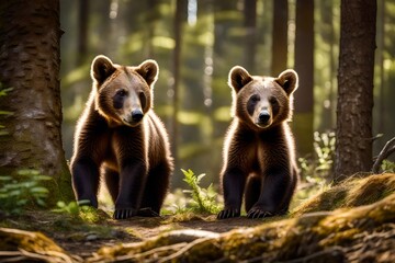 Fototapeta premium brown bear in the forest