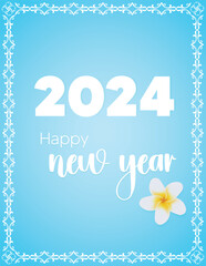 happy new year 2024 greeting card floral vector poster