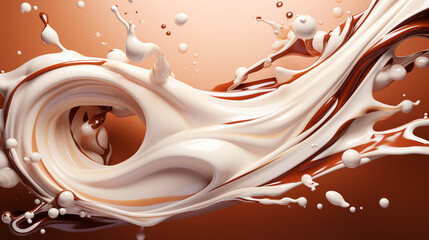 Abstract fluid art of a milk and chocolate splash smooth abstract shapes