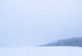 Winter country landscape. Tranquil nature background.