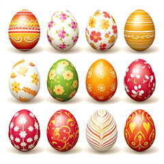 easter eggs set isolated on white background illustration