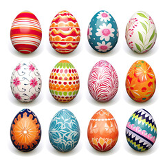 easter eggs set isolated on white background illustration