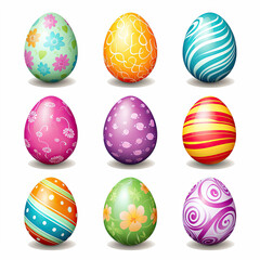 easter eggs set isolated on white background illustration