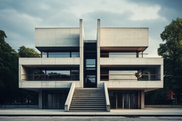 Fototapeta na wymiar Synergizing Bauhaus with Eco-Brutalism: A Minimalist Fusion