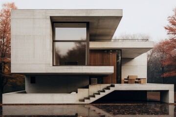 Fototapeta na wymiar Synergizing Bauhaus with Eco-Brutalism: A Minimalist Fusion