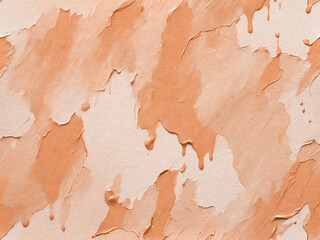 Beautiful peach background paint on the wall. paint strokes. The trending color of 2024 is peach fuzz. Generative AI.