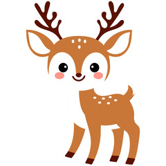 Cute Reindeer Cartoon with Happy face