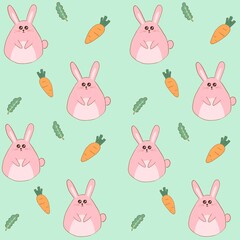 Pattern Rabbit seamless doodle hand drawn 
