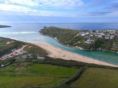 Gannel Estuary beach&nbsp;Cornwall UK drone , aerial , view from air