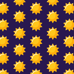 Sun seamless pattern in cartoon style. Background for bed linen, package, wallpaper. Vector illustration.