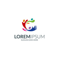 Letter C logo design with family or charity community combination