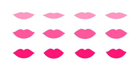 Contour geometric emblem of lips. Simple icon symbol for cosmetics, perfumeries and package design. - obrazy, fototapety, plakaty
