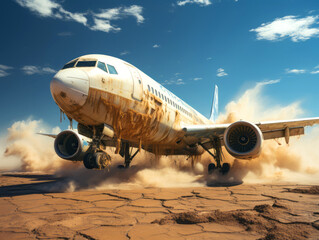 Passenger airplane taking off. Concept of airline companies, travel, plane transportation, freedom...