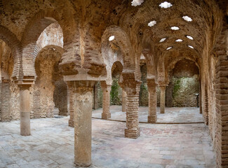 The Arab Bath Archaeological Site located in Ronda, Andalucia, Spain