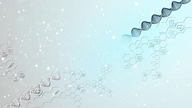 4k Dna genome animation. Bio genetic medical science. Gene helix model motion background. biology future. Concept animation digital DNA, human genome. Medical research, genetic engineering, biology.