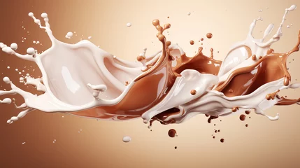 Poster Abstract fluid art of a milk and chocolate splash smooth © mikhailberkut