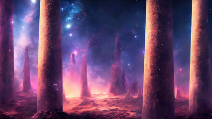 Beautiful illustration of space with pillars of space dust