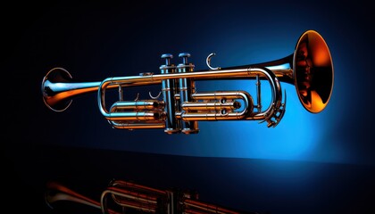 A Trumpet Against a Blue Background