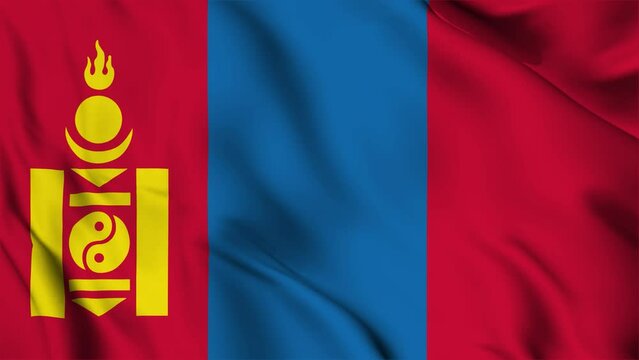 Mongolia waving Flag , Mongolia Flag Looping Animation, National flag of Mongolia. flag seamless loop animation. 4K   
