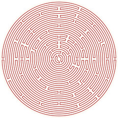 Labyrinth vector circle shape. Maze (labyrinth) game illustration