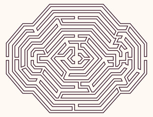 Labyrinth vector graphic. Complex maze (labyrinth) game illustration