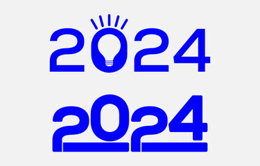 2024 typography logo design concept. Happy new year 2024 logo design. 2024 icons