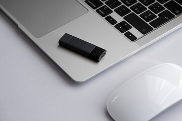 USB flash-drive on the laptop