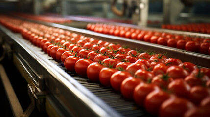 tomatoes on a conveyor belt created with Generative Ai