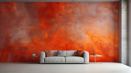 fusion of bright orange and fiery red, casting a warm and energetic aura on this textured concrete surface.