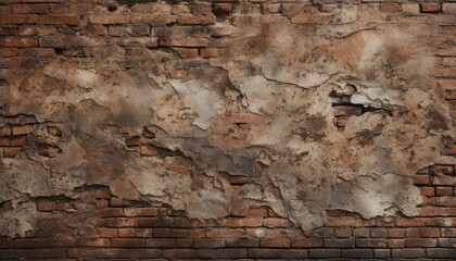 An Ancient Brick Wall with Peeling Paint
