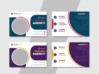 Modern and corporate  postcard design template, business postcard diagram for any company