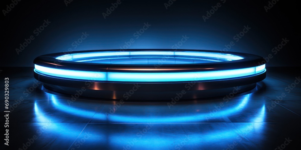 Aufkleber circular neon light display generative ai