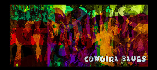 Cowgirl Blues. Abstract colorful background with bubbles