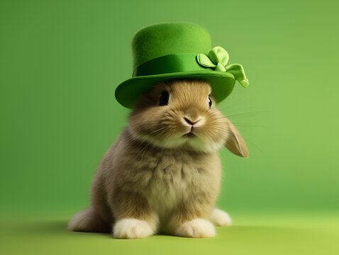 rabbit dressed for Saint Patrick's Day