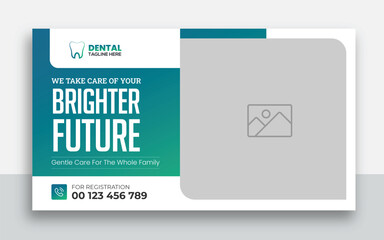 Dental care youtube thumbnail cover and social media web banner design template	