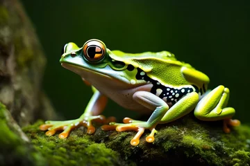 Deurstickers frog in the grass © Sajjad
