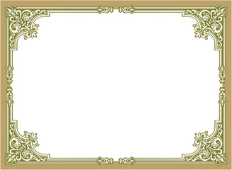 Golden vintage frame with ornament vector illustration	

