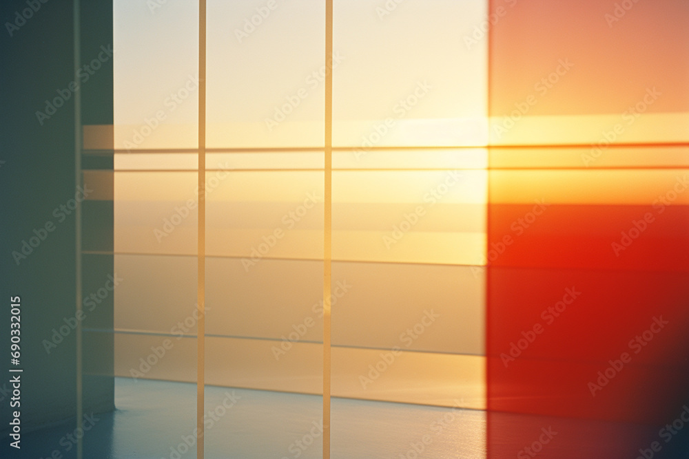 Poster Abstract representation of a sunrise with linear elements, portraying the beauty of dawn in a minimalist style.