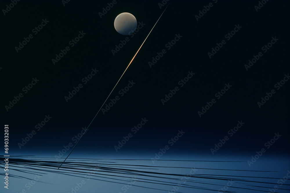 Poster minimalist moonlit abstraction, blending simplicity and elegance in a representation of abstract nig