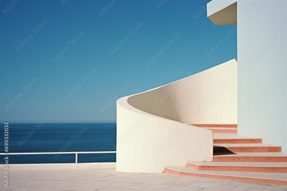 Aufkleber minimalist coastal composition with sleek lines, suggesting a tranquil and abstract representation o