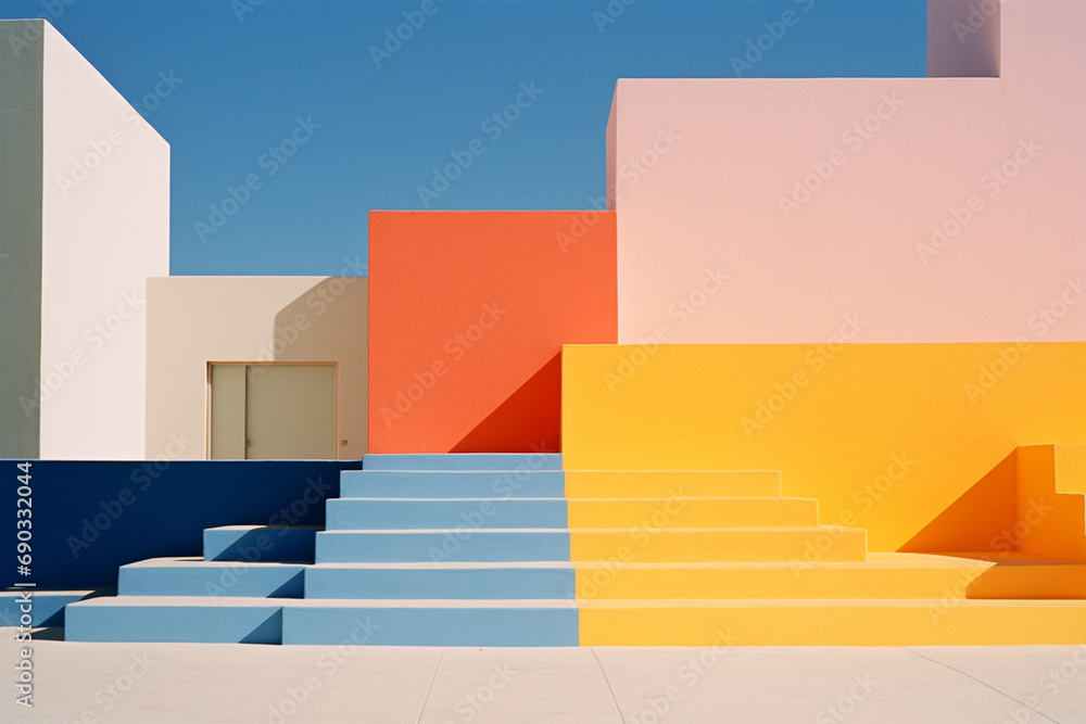 Poster a minimalist representation of vibrant gradients in symphony, showcasing the harmonious interplay of