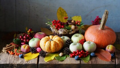 Obraz na płótnie Canvas autumn still life with pumpkins