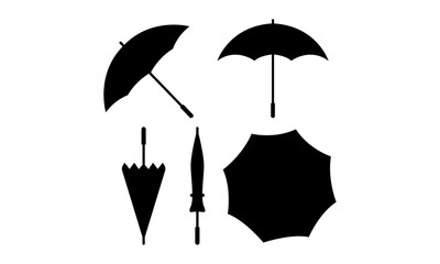 umbrella icons detailed vector and silhouettes set black and white