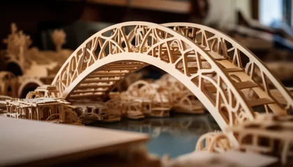 Foto auf Acrylglas A Detailed Close-Up of a Model Bridge © Anna