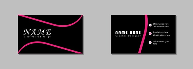 black and pink creative modern double sided finance business card mockup design free  vector service