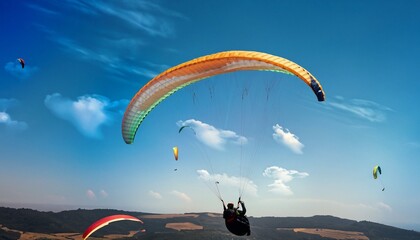 paraglider in the sky suitable as a banner or background