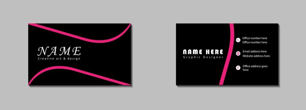 black and pink creative modern double sided finance business card mockup design free  vector service