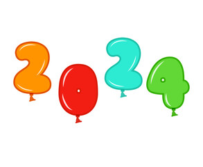 Happy New Year 2024 Abstract Ballons Multicolor Graphic Design Vector Logo Symbol Illustration