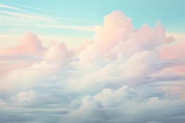 Pastel clouds in a soft blue sky, offering a calm and soothing background that embodies serenity and simplicity.

