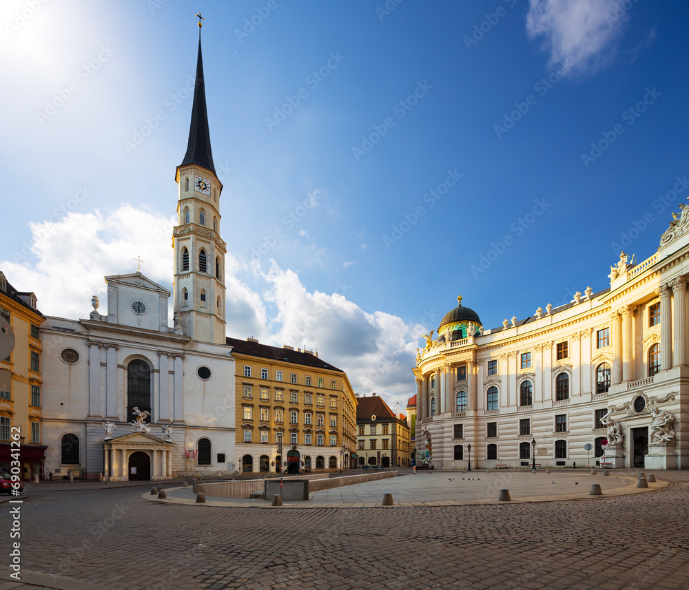 Wall mural hofburg palace on st. michael square (michaelerplatz), vienna, austria